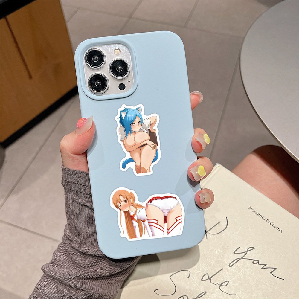 Custom UV Printed Waterproof PVC Vinyl Stickers Hot Sexy Girl Die Cut Adhesive Label Gold Stamping Cartoon Promotional Gifts