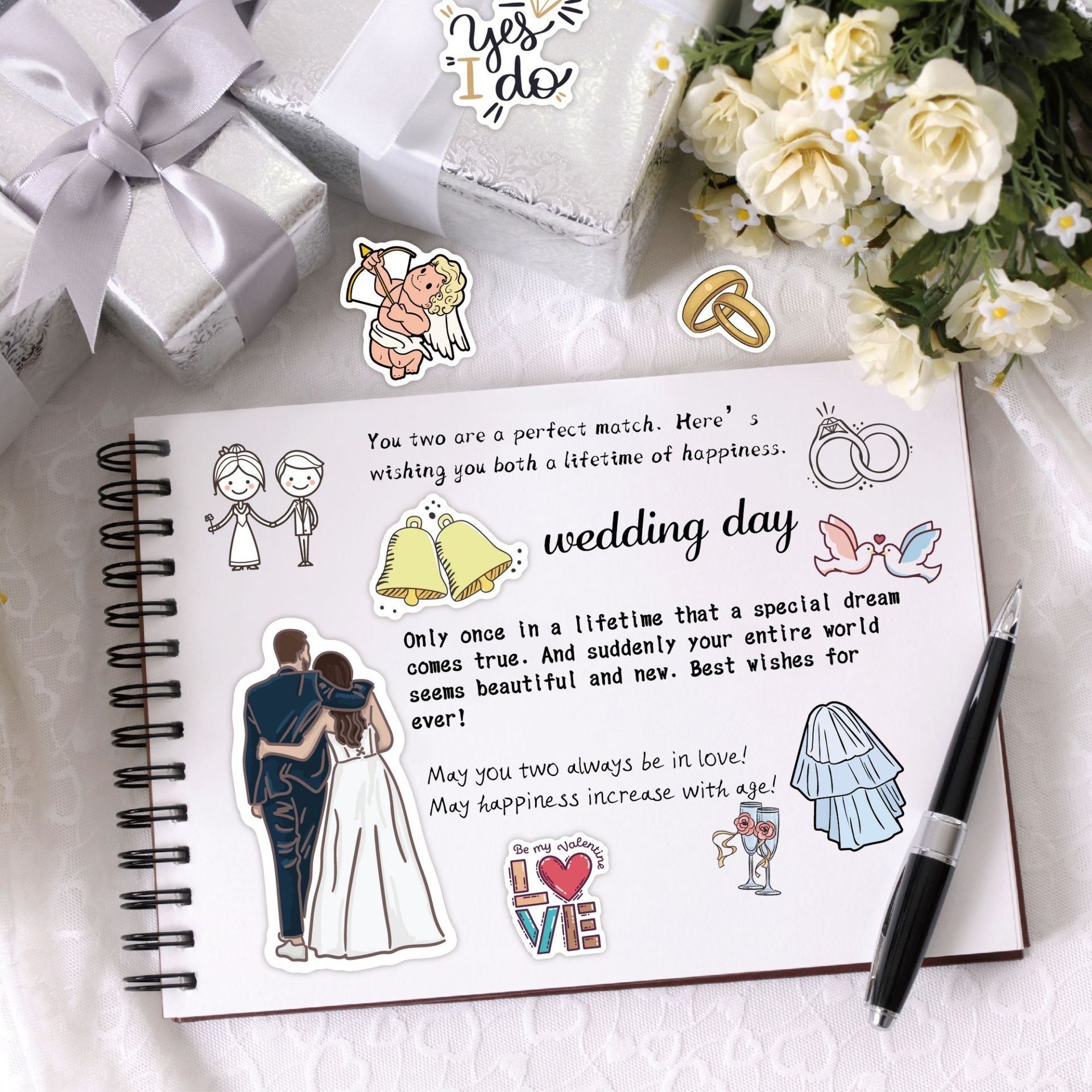 50Pcs Removable Vinyl Waterproof Printing Luggage Skateboard Laptop Decal Wedding Sticker Custom Die Cut Stickers