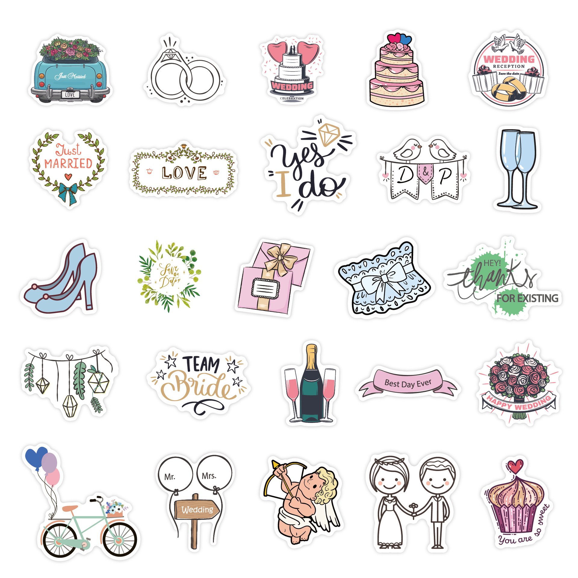 50Pcs Removable Vinyl Waterproof Printing Luggage Skateboard Laptop Decal Wedding Sticker Custom Die Cut Stickers