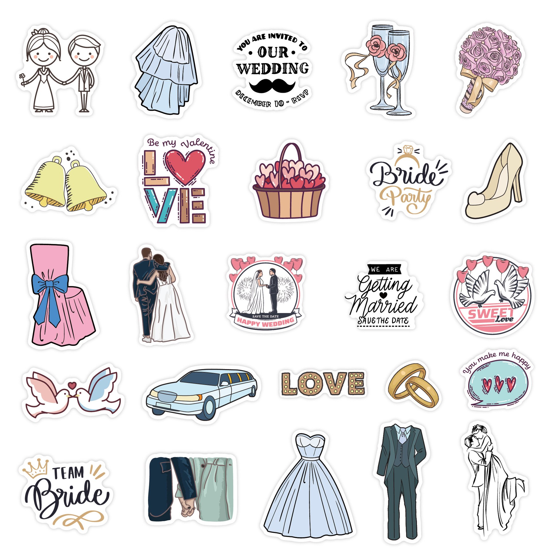 50Pcs Removable Vinyl Waterproof Printing Luggage Skateboard Laptop Decal Wedding Sticker Custom Die Cut Stickers
