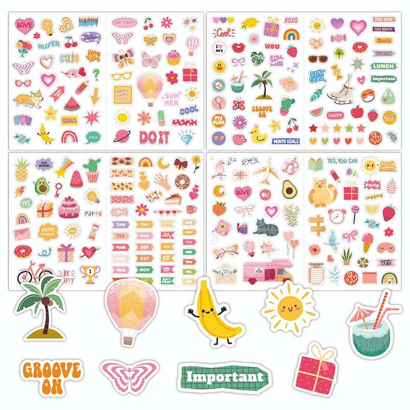 4PCS/Set Cartoon Stickers Cute Scrapbook Stickers Bullet Journaling Planners Diary Collage Decorative Stickers