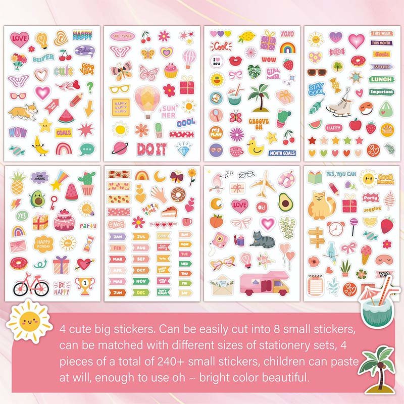 4PCS/Set Cartoon Stickers Cute Scrapbook Stickers Bullet Journaling Planners Diary Collage Decorative Stickers