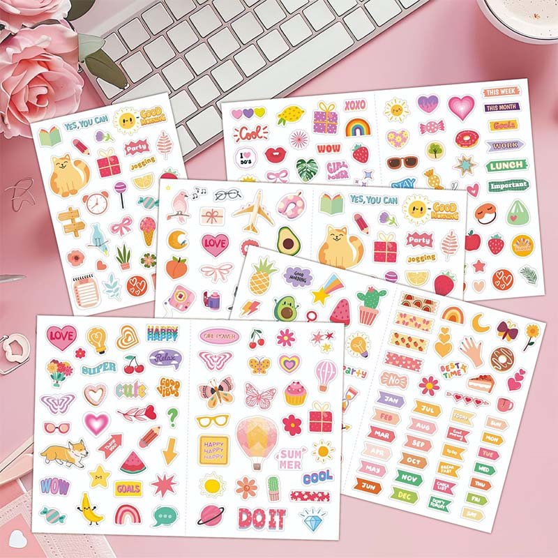 4PCS/Set Cartoon Stickers Cute Scrapbook Stickers Bullet Journaling Planners Diary Collage Decorative Stickers