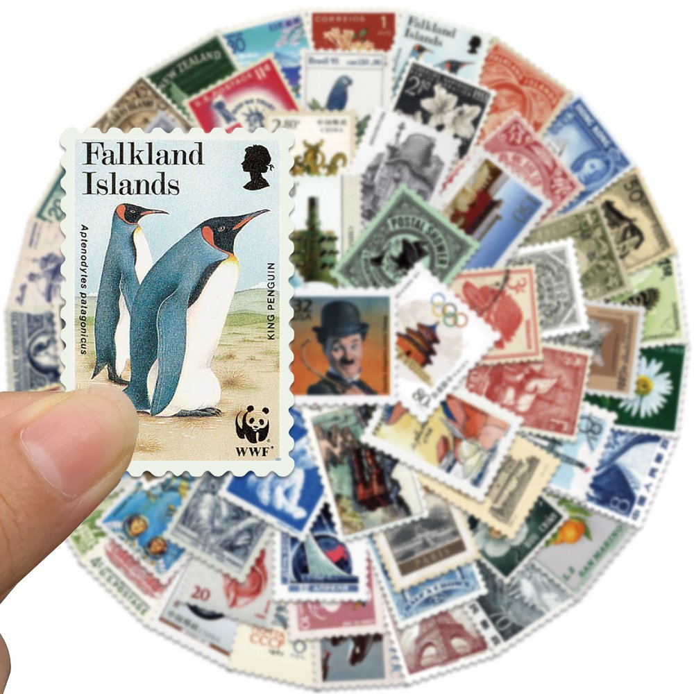 64pcs Vintage Medieval Stamp Postmark Cartoon Stickers Diy Phone Laptop Luggage Diary Decorative Graffiti Pvc Waterproof Decal
