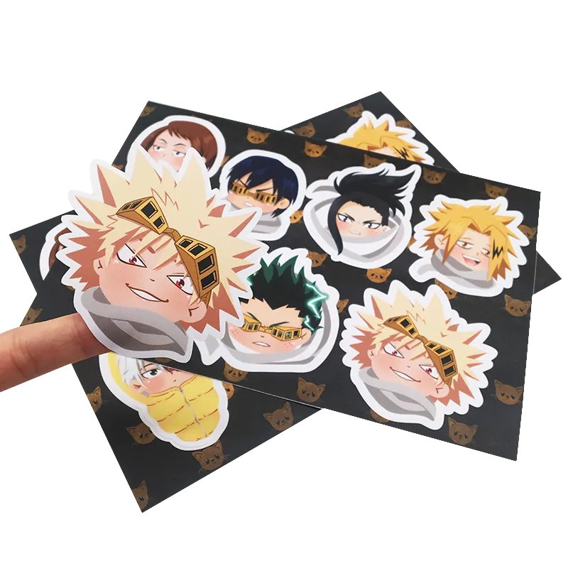 Custom PVC Adhesive Waterproof Vinyl Transfer Sticker Sheet Cute Cartoon Animal Decorative Kiss Cut Print Sticker