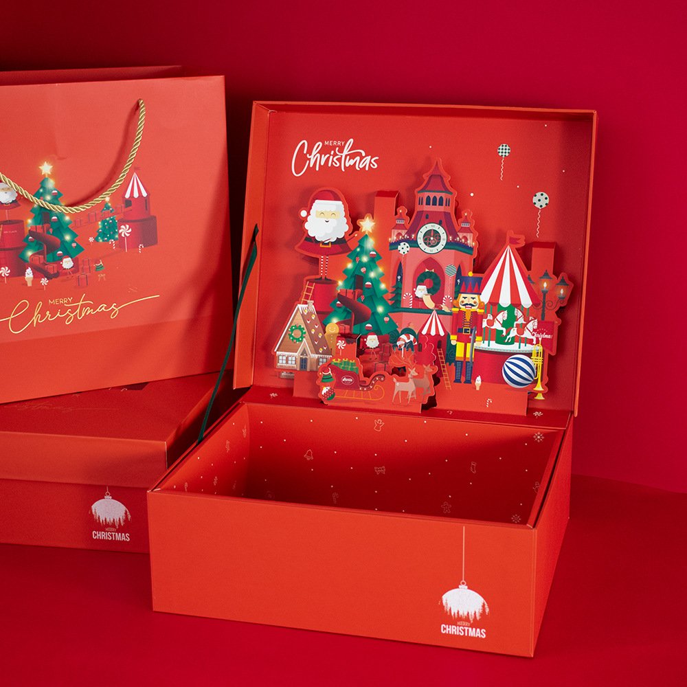 Custom exclusive gift boxes for christmas holiday packaging 3D lid surprise baubles christmas gift box children kids