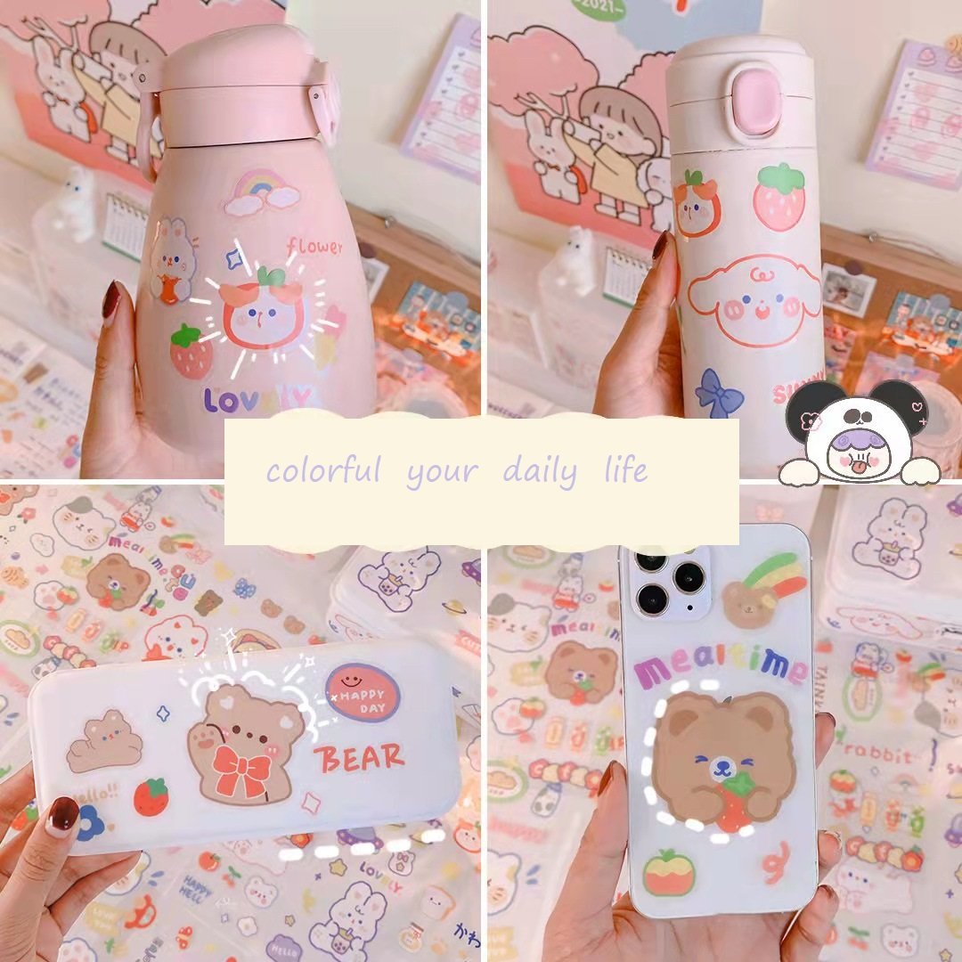 Customized Water Bottle custom printing Transparent pvc Sticker for kids Cartoon Stickers korean sticker sheet