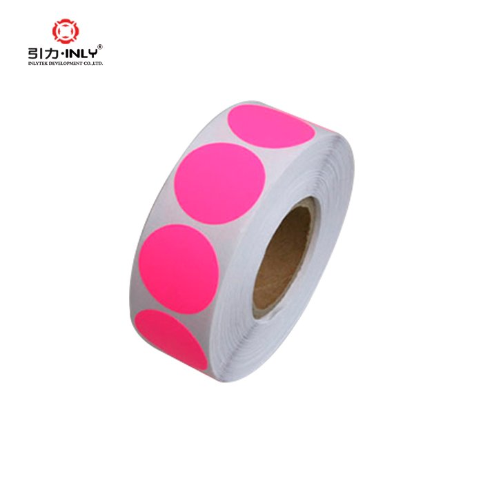 circle label Custom self adhesive fluorescent sticker paper