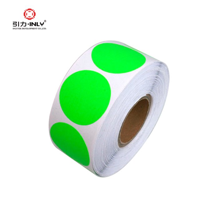 circle label Custom self adhesive fluorescent sticker paper