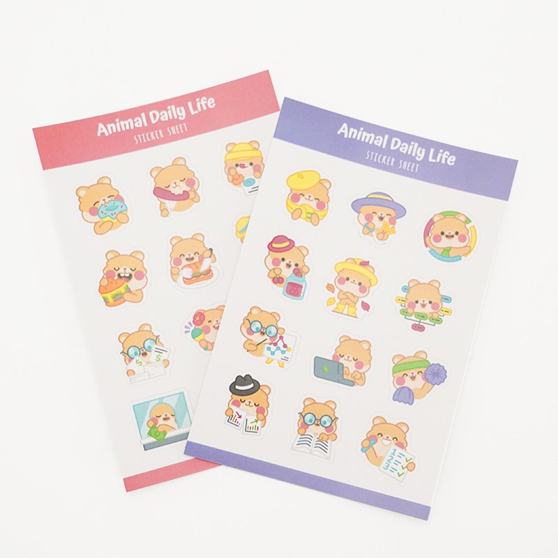 Manufacturer Custom Translucent Color Printing Name Label Inkjet Glossy A4 Clear Tiny Cartoon Kiss Cut Sticker Sheet