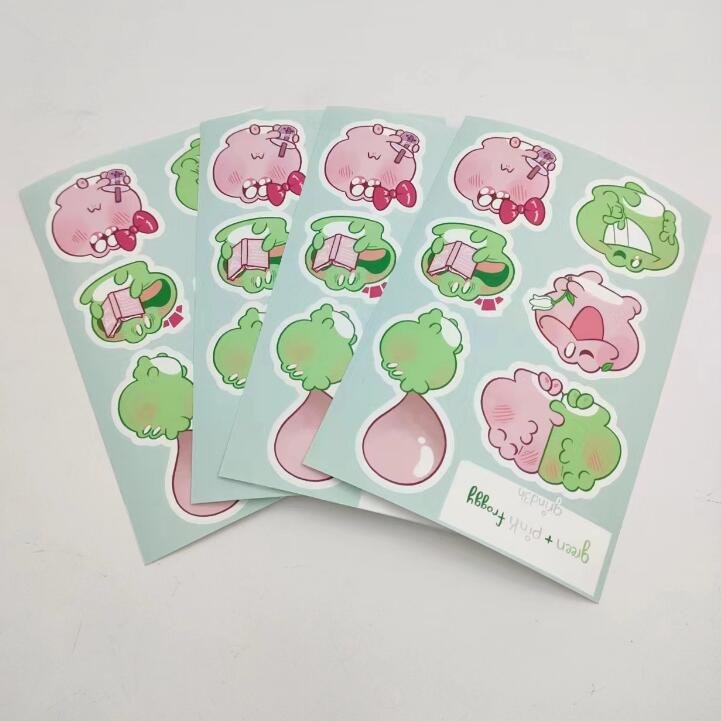 Die cut stickers with matt finish A5 kiss cut stickers for labels cartoon stickers for kids