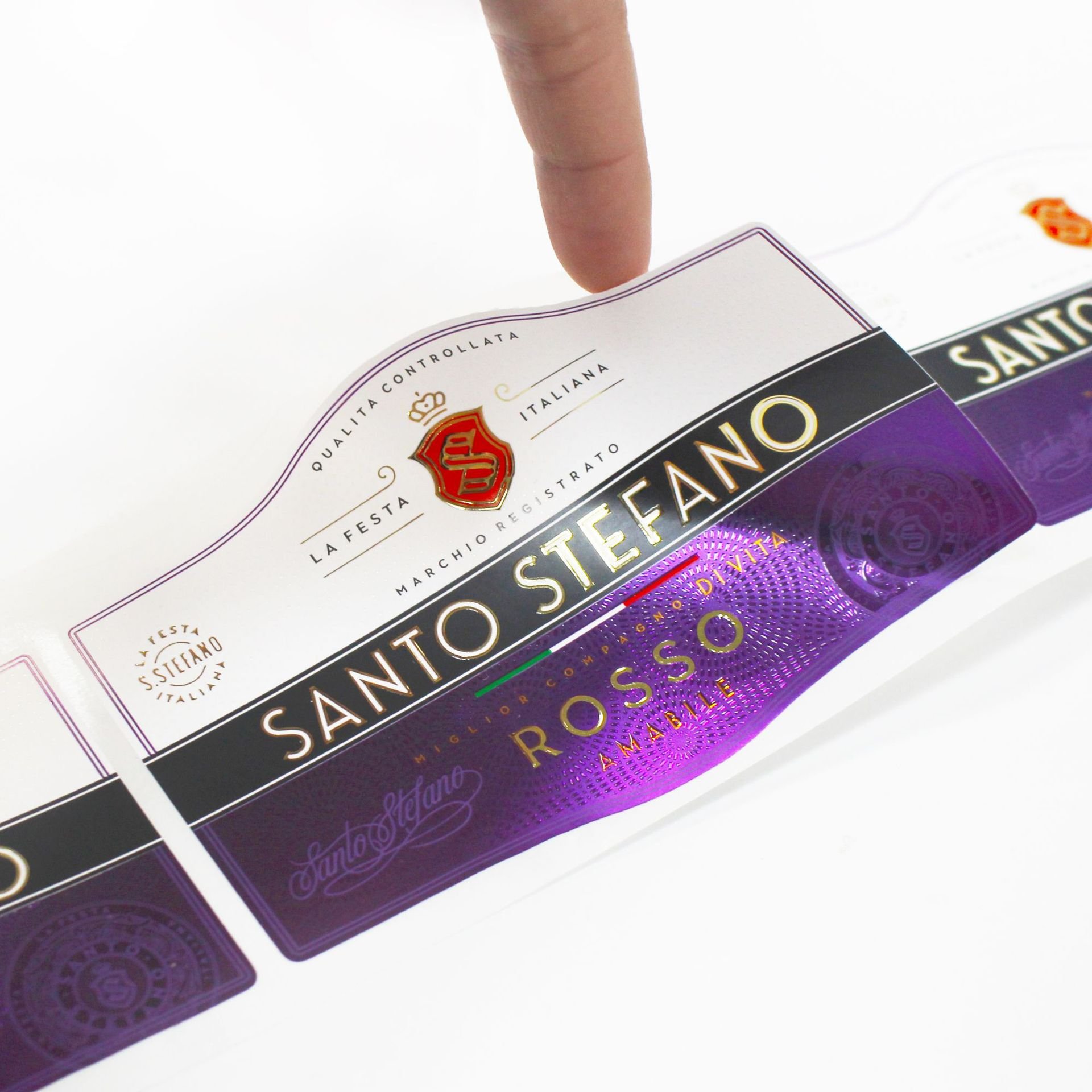 High Quality Red Wine Labels UV Hot Gold Silver Embossed 3D Bottle Stickers Manufacturers Print Vinyl Food & Beverage Labels