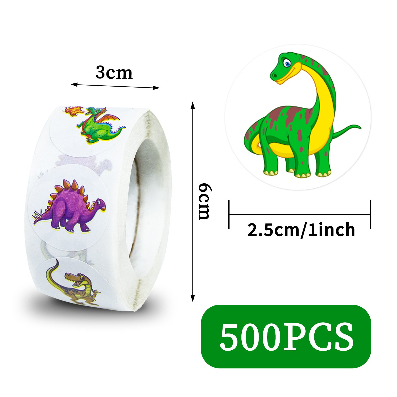 500 pcs 1 inch Kawaii Graffiti cartoon Cute dinosaur stickers