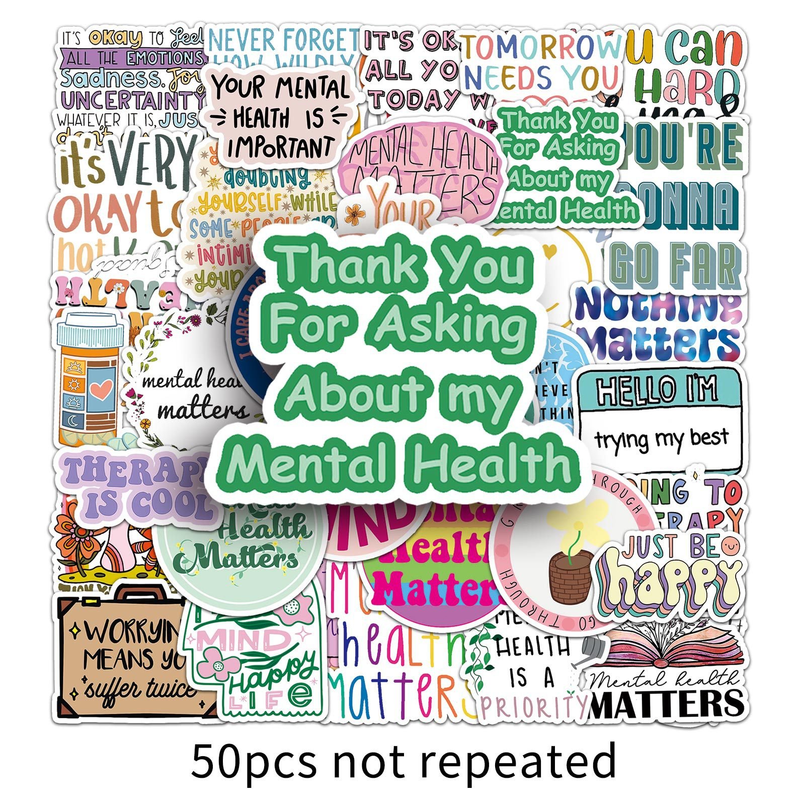 e-50 mental health graffiti stickers Cross-border depression prevention stickers Decorative skateboard luggage Waterproof