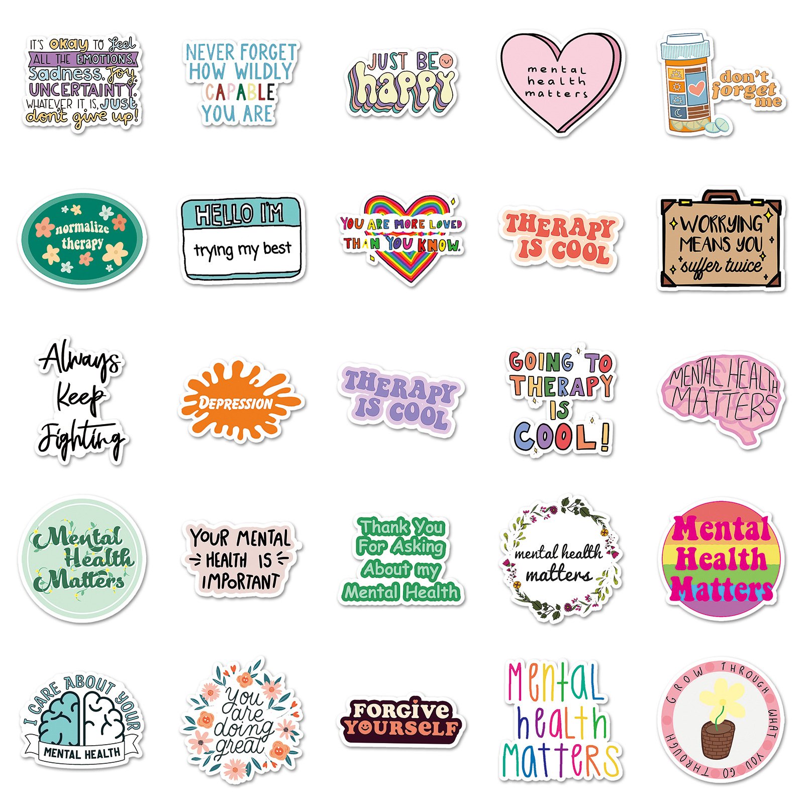 e-50 mental health graffiti stickers Cross-border depression prevention stickers Decorative skateboard luggage Waterproof