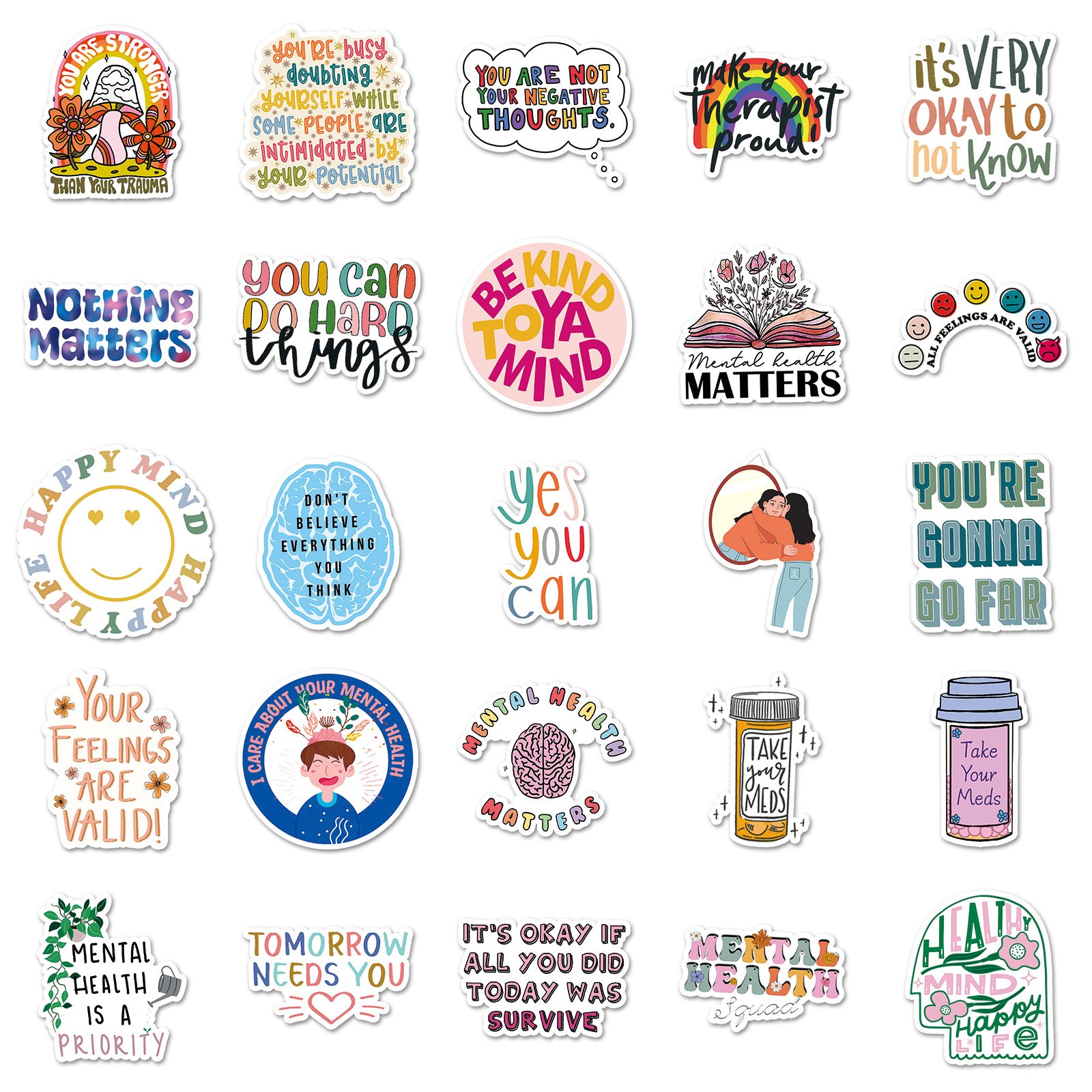 e-50 mental health graffiti stickers Cross-border depression prevention stickers Decorative skateboard luggage Waterproof