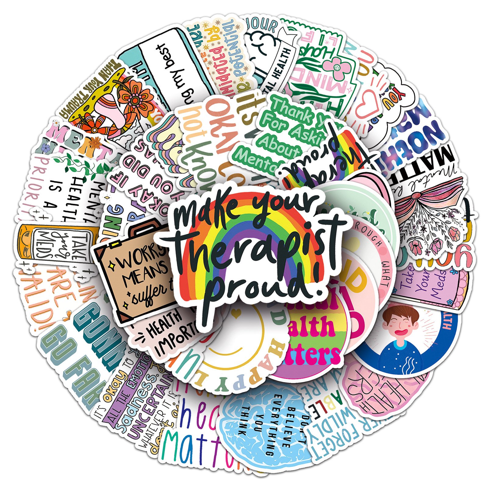e-50 mental health graffiti stickers Cross-border depression prevention stickers Decorative skateboard luggage Waterproof