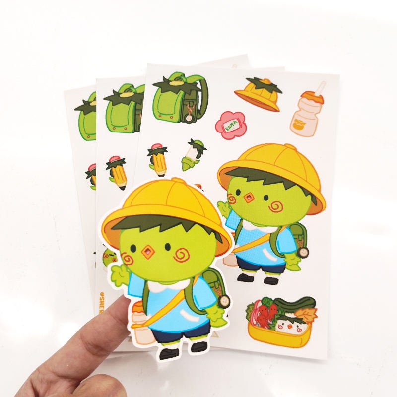 Custom design a5 die cut adhesive sticker sheet holographic waterproof vinyl label cartoon characters kiss cut sheets sticker