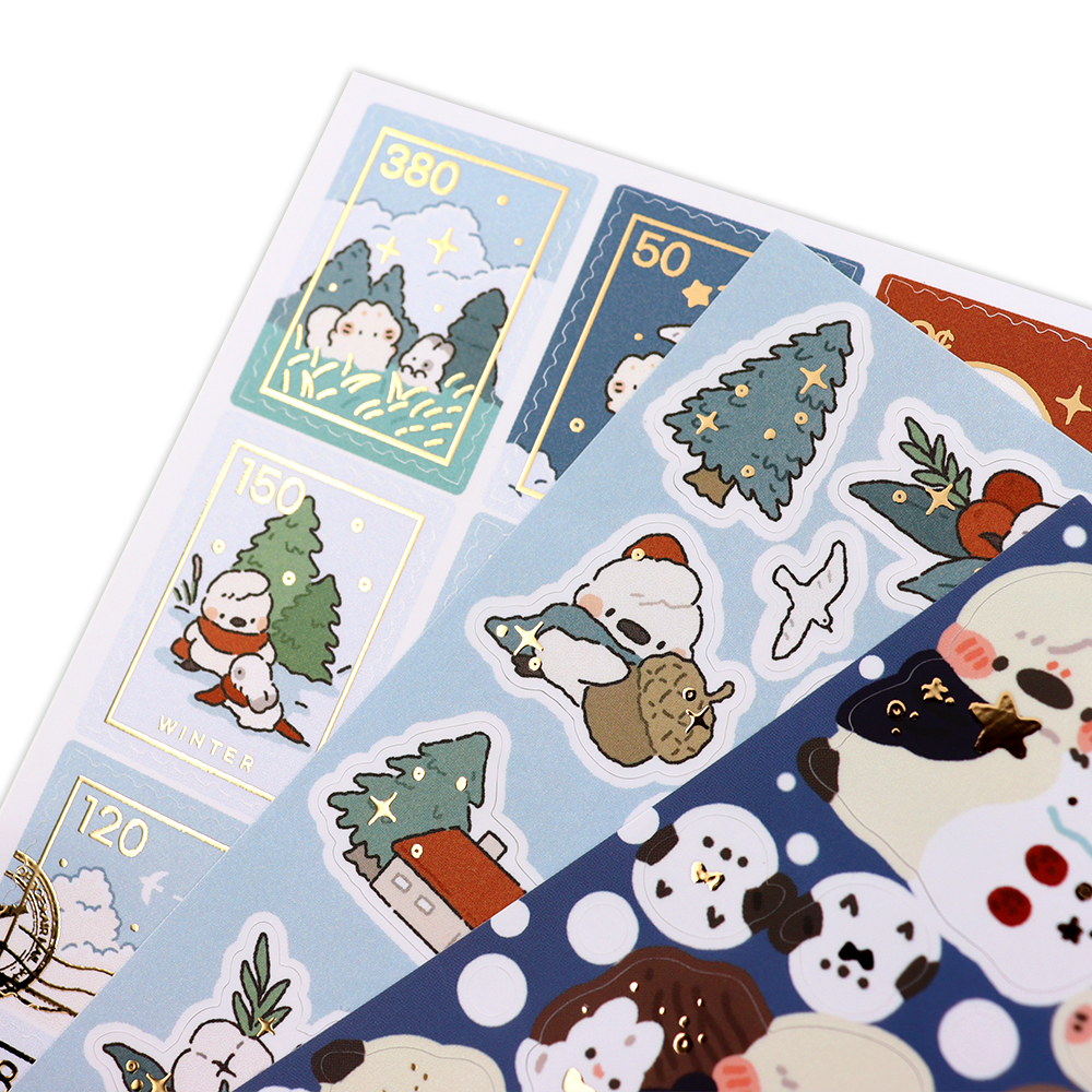 Custom design a5 die cut adhesive sticker sheet holographic waterproof vinyl label cartoon characters kiss cut sheets sticker