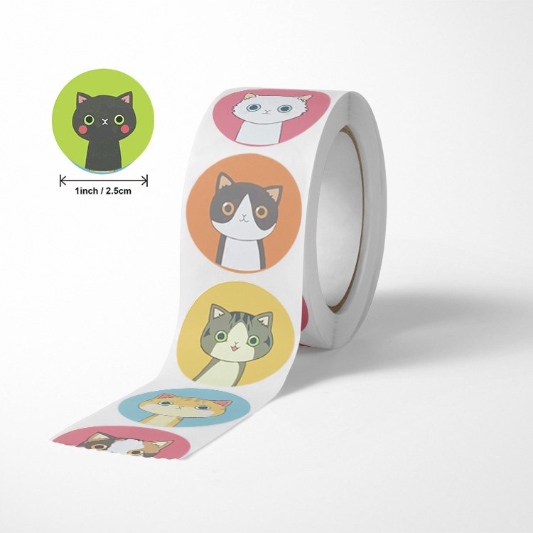 Custom cute cartoon animals sticker for kids labels round vinyl paper school teacher supplies child reward sticker printing