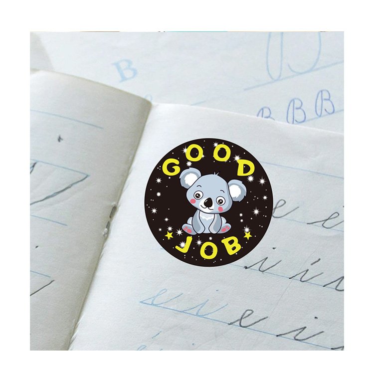 Custom cute cartoon animals sticker for kids labels round vinyl paper school teacher supplies child reward sticker printing