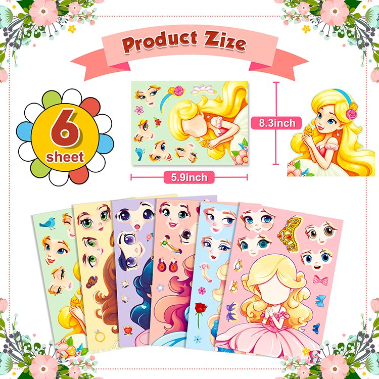 Cartoon Stickers robe princesse fille kids puzzle toys children's stickers sticker logo label puzzle kids