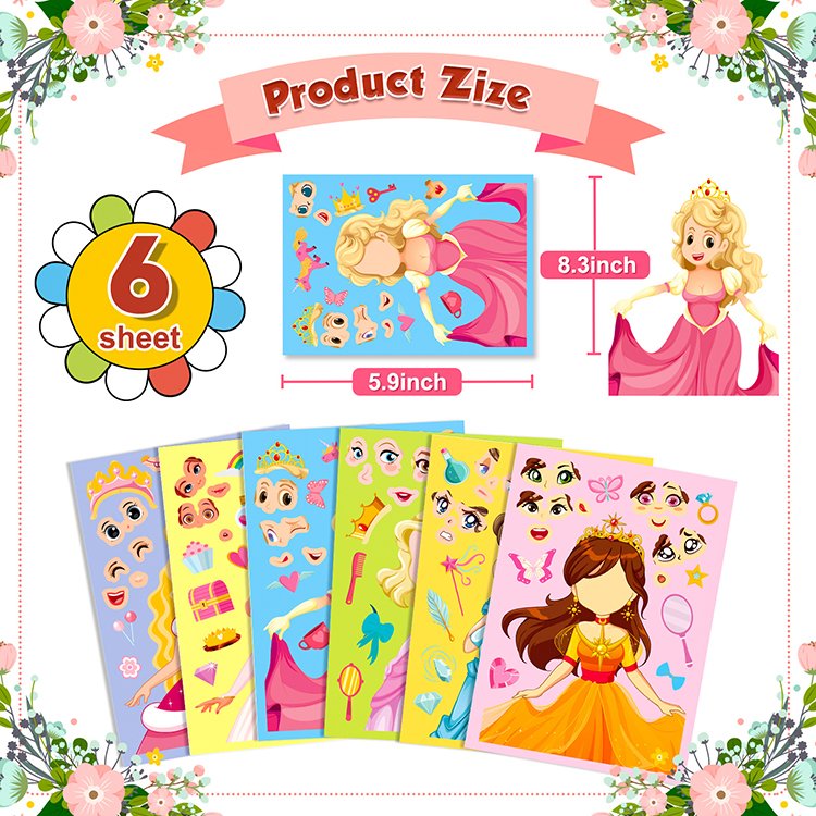 Cartoon Stickers robe princesse fille kids puzzle toys children's stickers sticker logo label puzzle kids