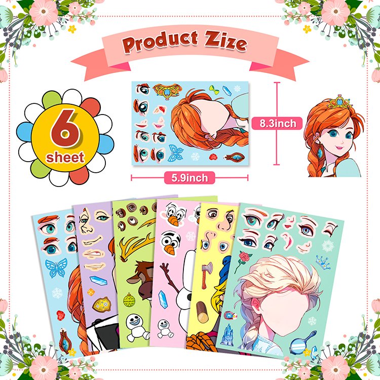 Cartoon Stickers robe princesse fille kids puzzle toys children's stickers sticker logo label puzzle kids