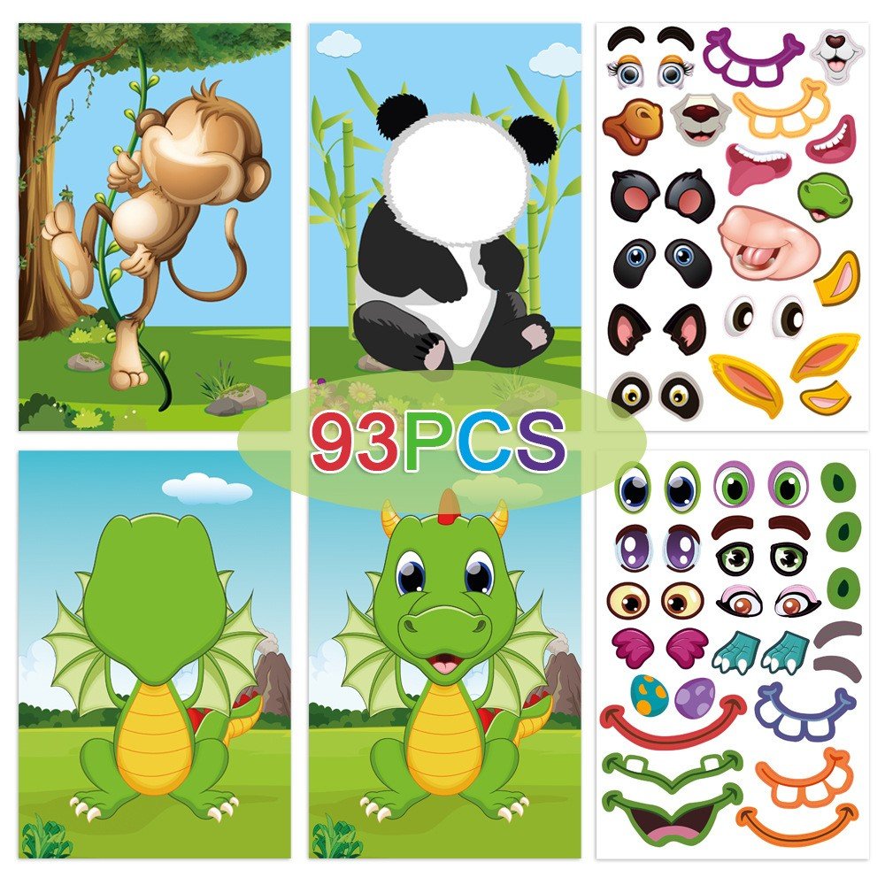 Kids activity sticker DIY Make Your Own Sticker Sheets Kit Toys educational Cute Cartoon Animal Make a Face Sticker