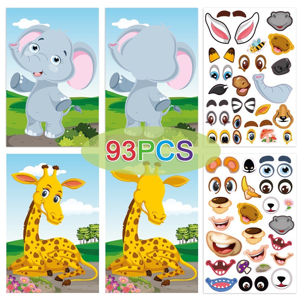 Kids activity sticker DIY Make Your Own Sticker Sheets Kit Toys educational Cute Cartoon Animal Make a Face Sticker