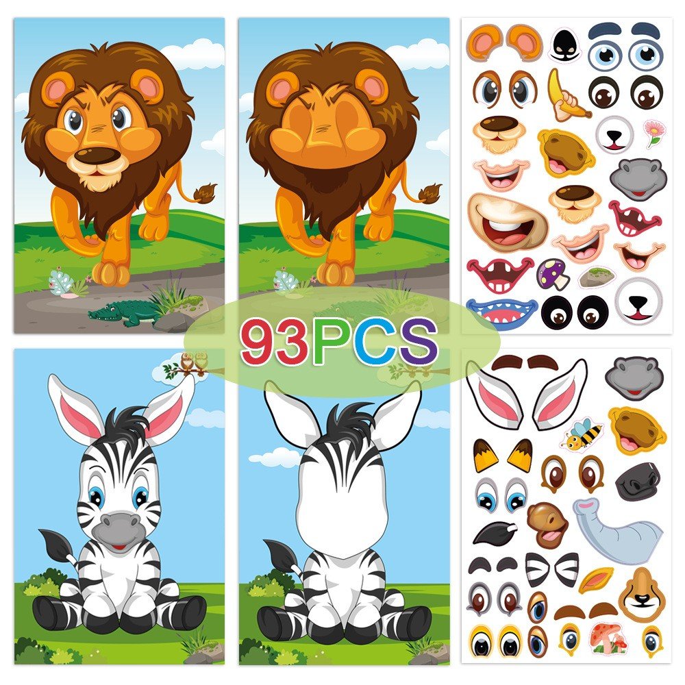 Kids activity sticker DIY Make Your Own Sticker Sheets Kit Toys educational Cute Cartoon Animal Make a Face Sticker