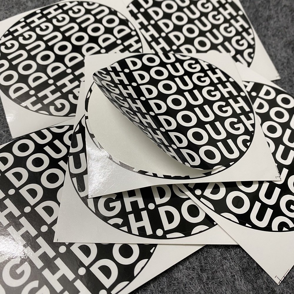 Customized Brand Logo Personalized Design Eco Friendly Black Glossy Film Self-Adhesive Sticker