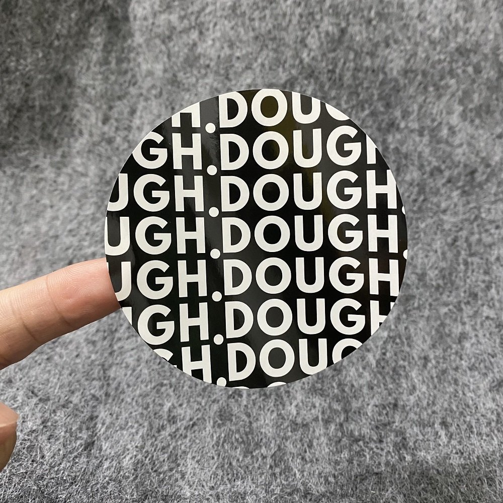 Customized Brand Logo Personalized Design Eco Friendly Black Glossy Film Self-Adhesive Sticker