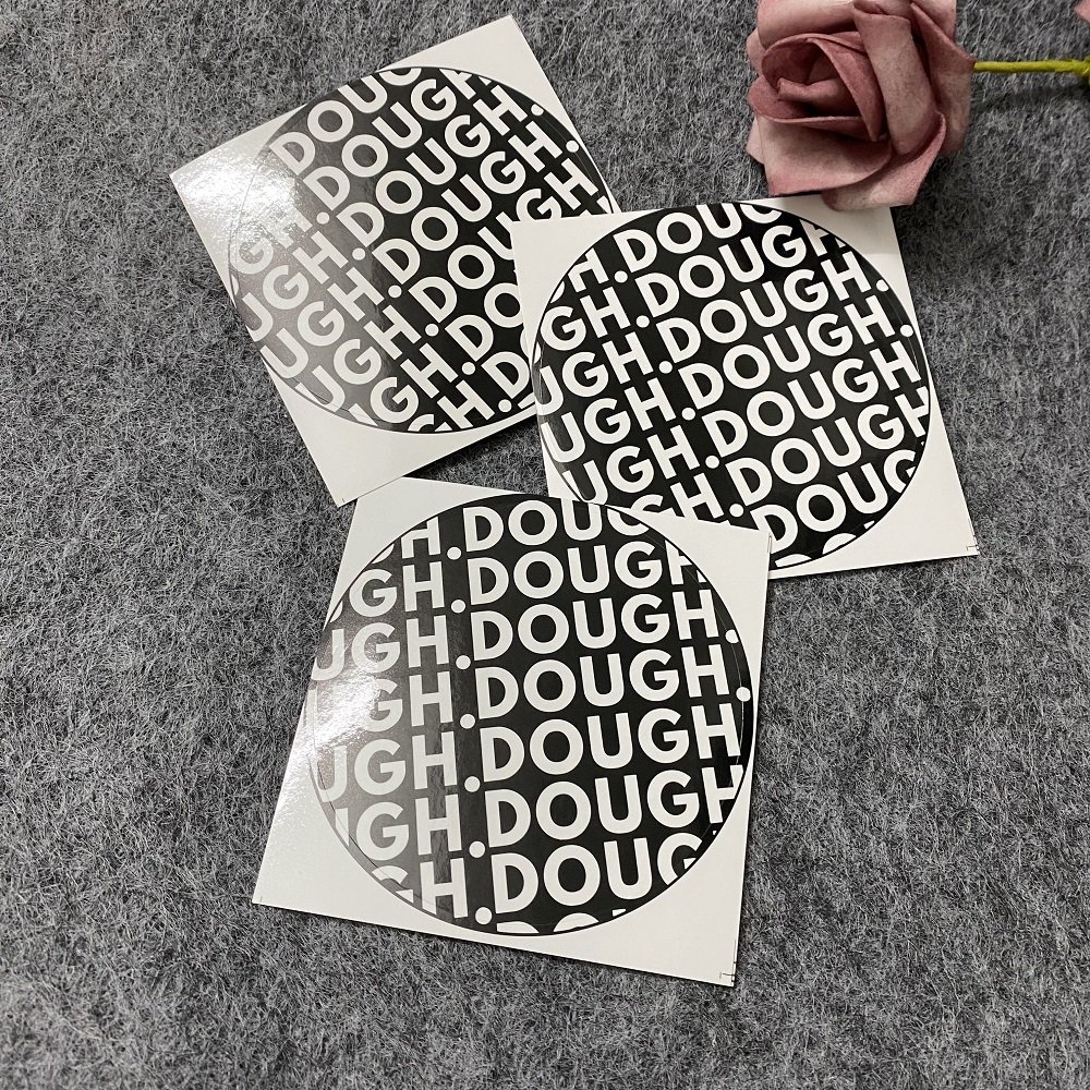 Customized Brand Logo Personalized Design Eco Friendly Black Glossy Film Self-Adhesive Sticker