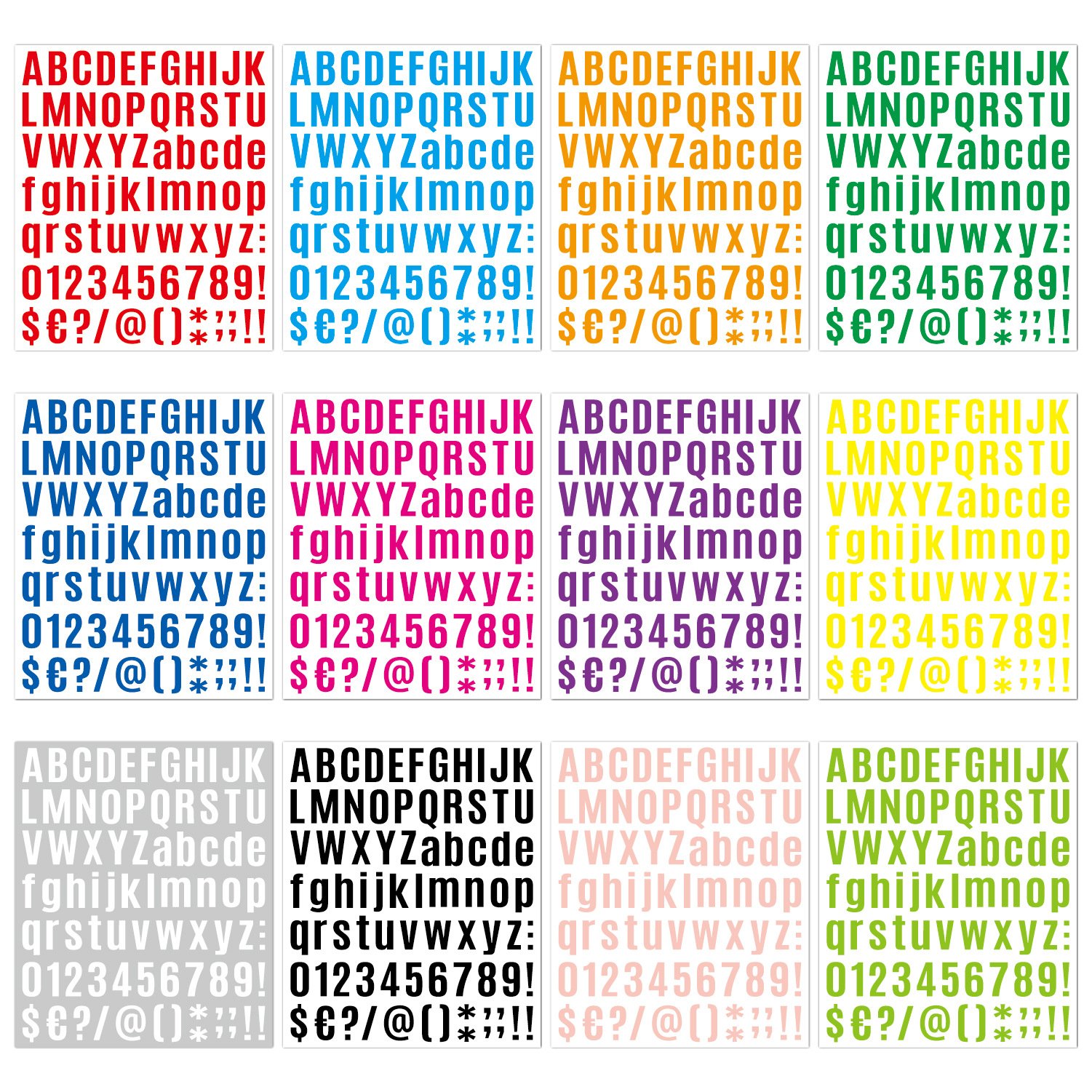 Custom English Letters Sticker 12 Sheets Colorful Gift Alphabet Sticker Self Adhesive Scrapbooking Gift Box Decorative Sticker
