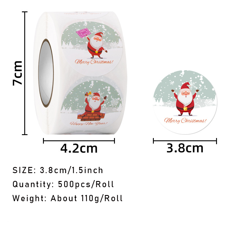 Wholesale 500 Pcs/Roll High Quality Private Christmas Cartoon Stickers Vinyl Adhesive Decals for Holiday Decorations