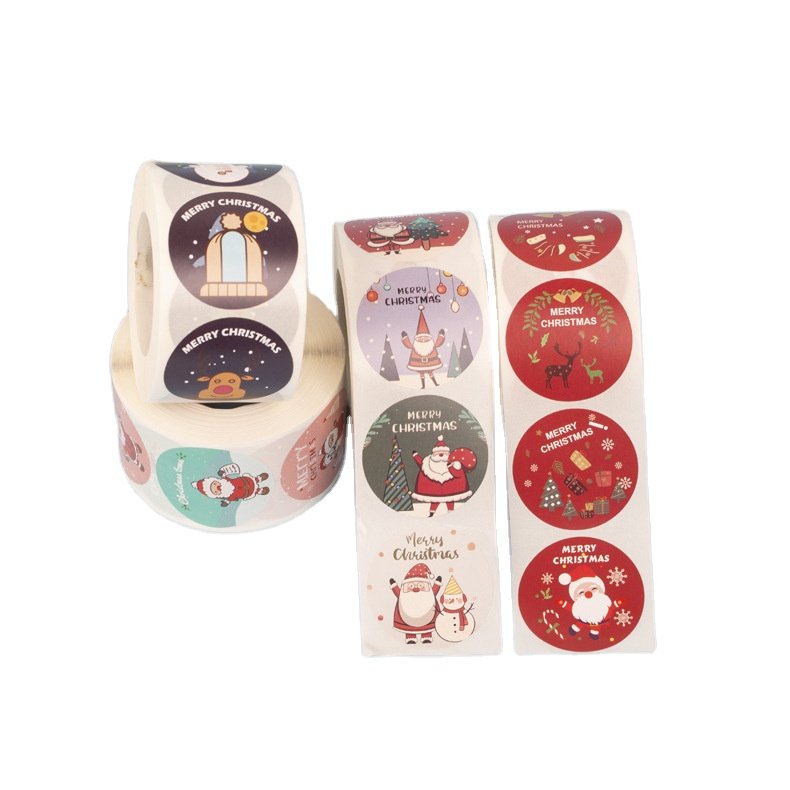 Wholesale 500 Pcs/Roll High Quality Private Christmas Cartoon Stickers Vinyl Adhesive Decals for Holiday Decorations