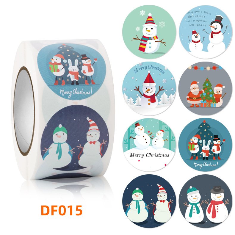 Wholesale 500 Pcs/Roll High Quality Private Christmas Cartoon Stickers Vinyl Adhesive Decals for Holiday Decorations