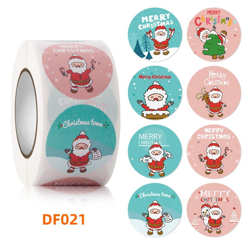 Wholesale 500 Pcs/Roll High Quality Private Christmas Cartoon Stickers Vinyl Adhesive Decals for Holiday Decorations