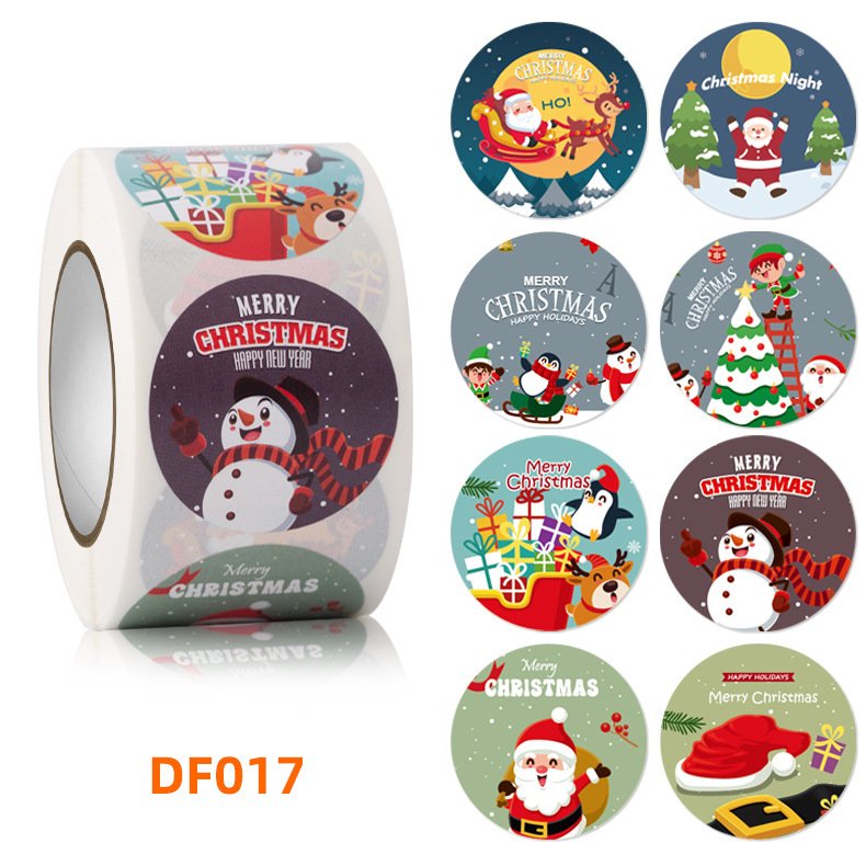 Wholesale 500 Pcs/Roll High Quality Private Christmas Cartoon Stickers Vinyl Adhesive Decals for Holiday Decorations