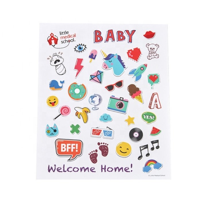 Customized Print Glossy vinyl sticker pack Matt Laminate die cut sticker sheet Waterproof Vinyl cartoon die cut sticker for kids
