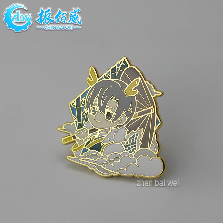 Japanese fresh lotus leaf lotus metal hard enamel pin custom zinc alloy creative soft hard enamel pin custom