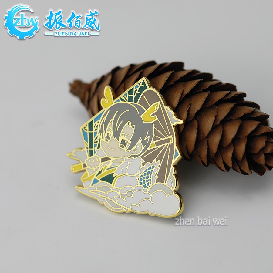 Japanese fresh lotus leaf lotus metal hard enamel pin custom zinc alloy creative soft hard enamel pin custom