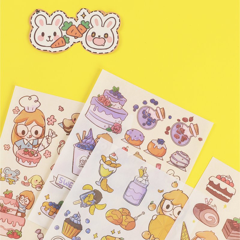 Internet Celebrity New High Aesthetic with Release Paper Cartoon Decoration Material Cheap Handmade DIY Collage Stickers