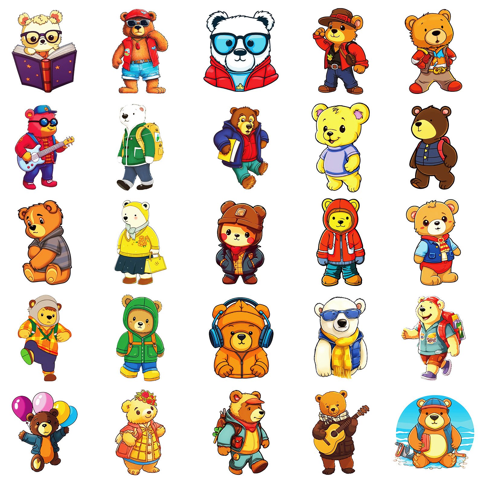 50PCS Funny cute animals kids gift Korea cartoon bear stickers