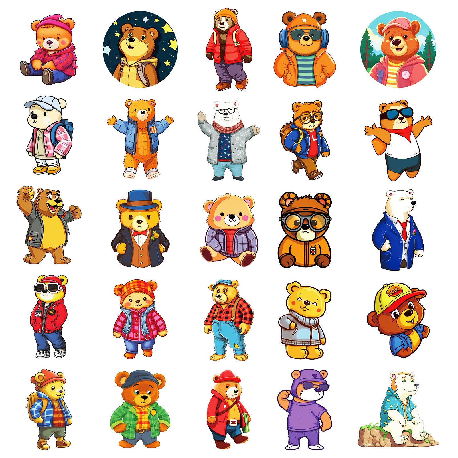 50PCS Funny cute animals kids gift Korea cartoon bear stickers