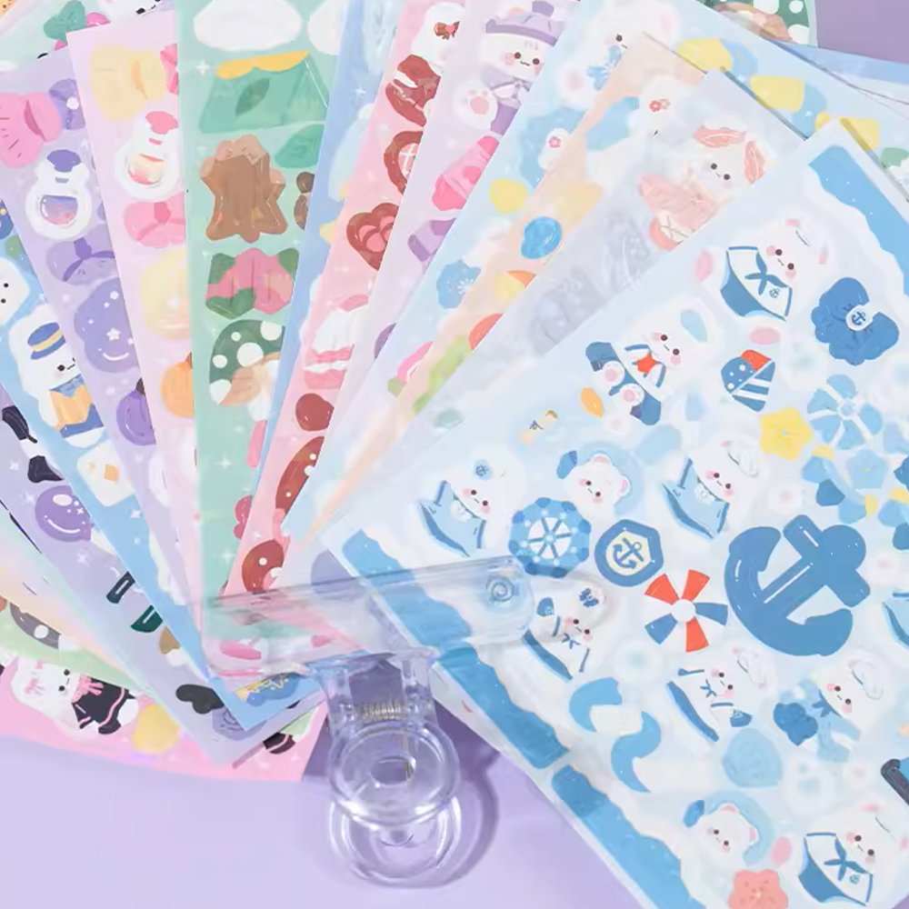 Custom Colorful PVC Rabbit Diary Planner Journal Stickers Cute Animal Cartoon Decals for Kids' Album DIY Acrylic Adhesive