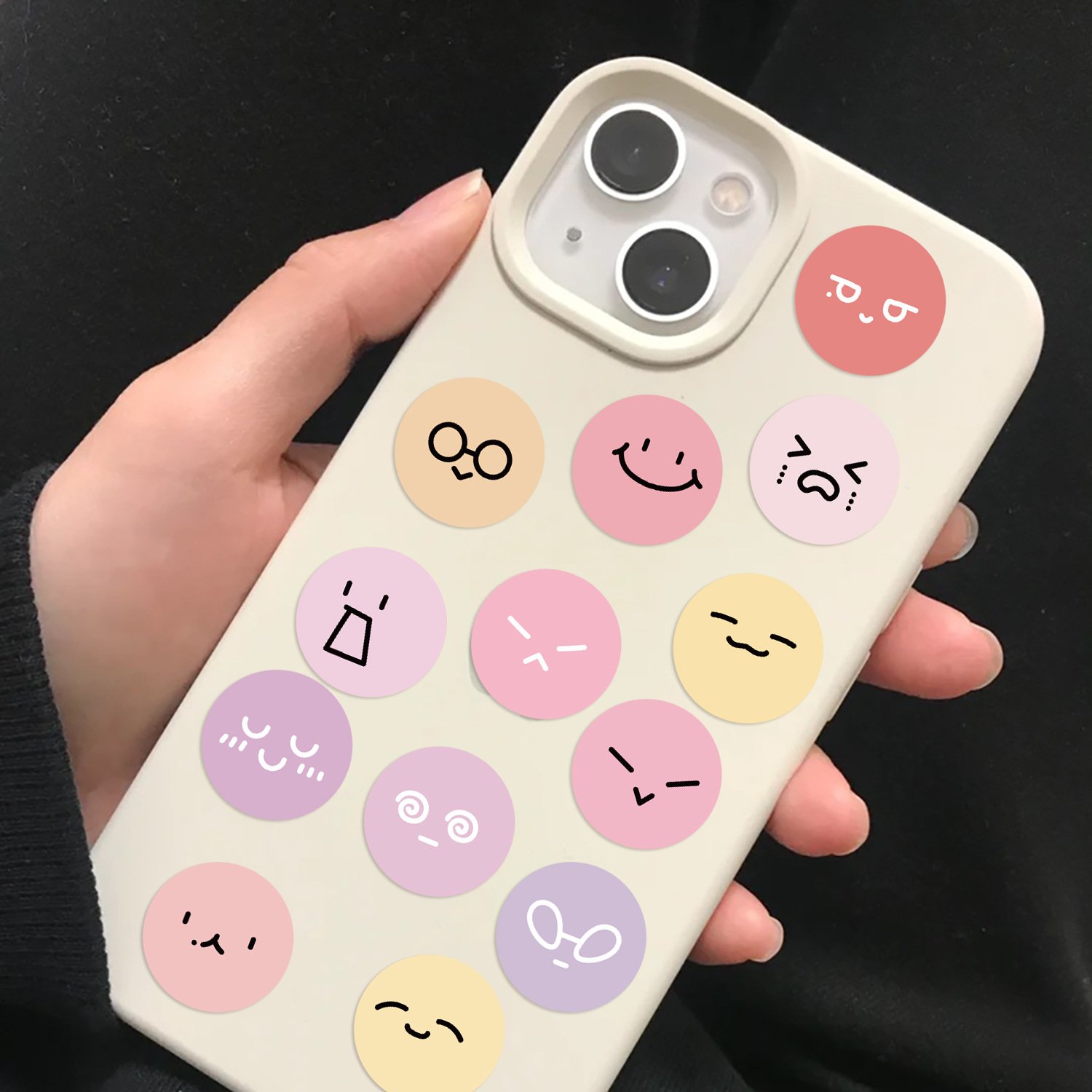 Custom Printing Logo Pvc Self-adhesive Sticker Color Cartoon Phone Stickers Medium Round Solid Dot Sticker Label Set