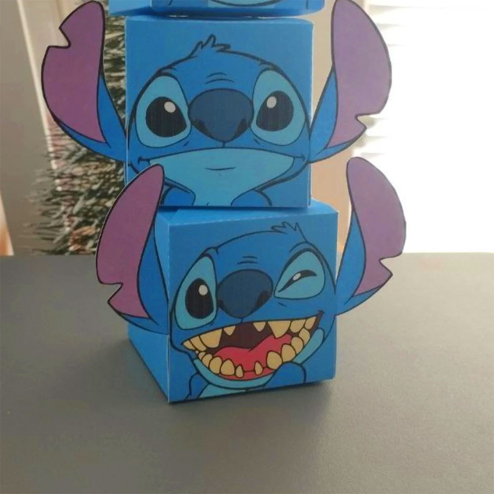 Kids Favor Boxes Gift Boxes For Present Stitch Angel Cartoon Style Party Cube Gift Boxes