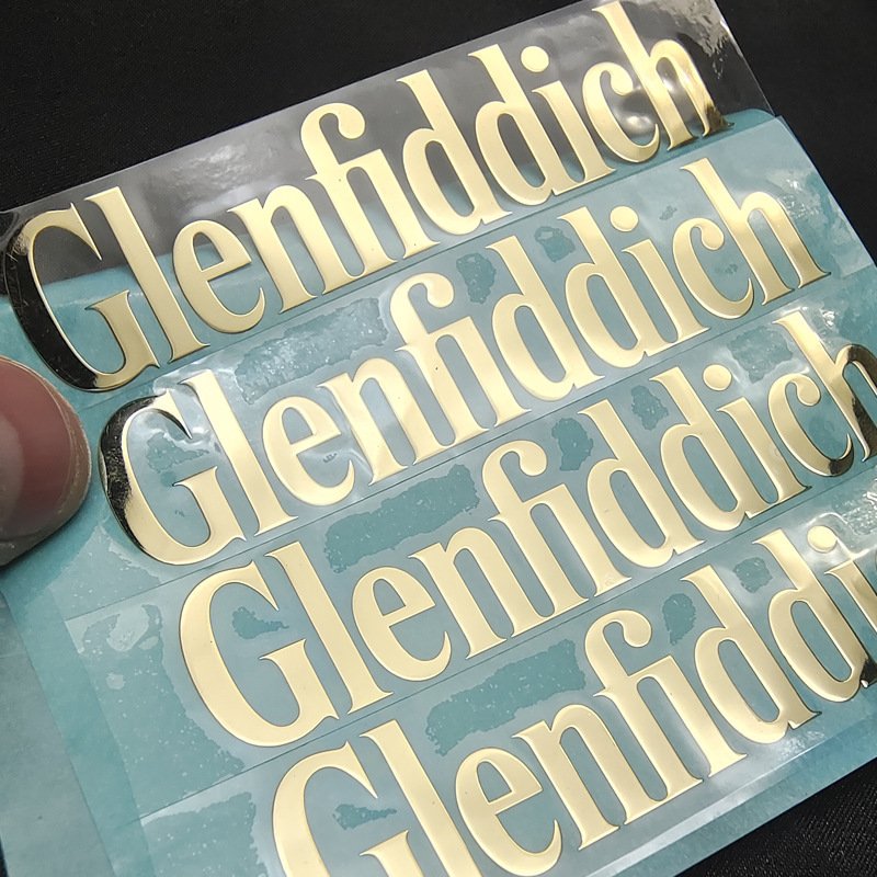 Customized transfer 3D embossed shiny gold silver metal decorative logo label adhesive nickel metal sticker